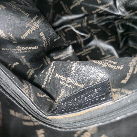 Marino Orlandi Black Leather Hobo Shoulder Bag Gold Hardware Made in Italy - Picture 8 of 16